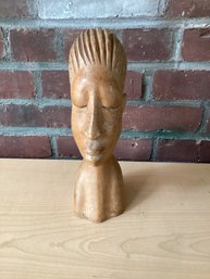 African Wood Sculpture Of Woman Signed Paui