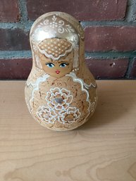 Roly Poly Doll, Wooden Bell Music  Girl Toy