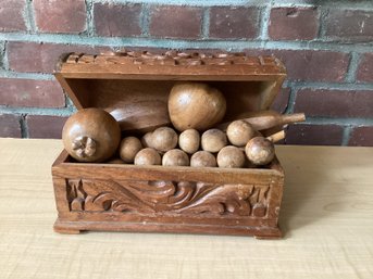 Wood Treasure Chest Of Wooden Fruit