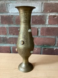 Magnificent Brass Vase Inlaid With Stones