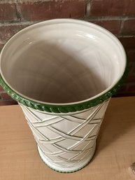 Green & White Umbrella Stand Made In Portugal