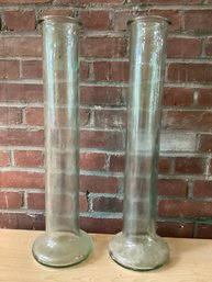 Tall Glass Cylinder Vases  Pair