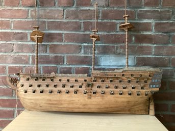 Vintage Wooden Ship Hand Made