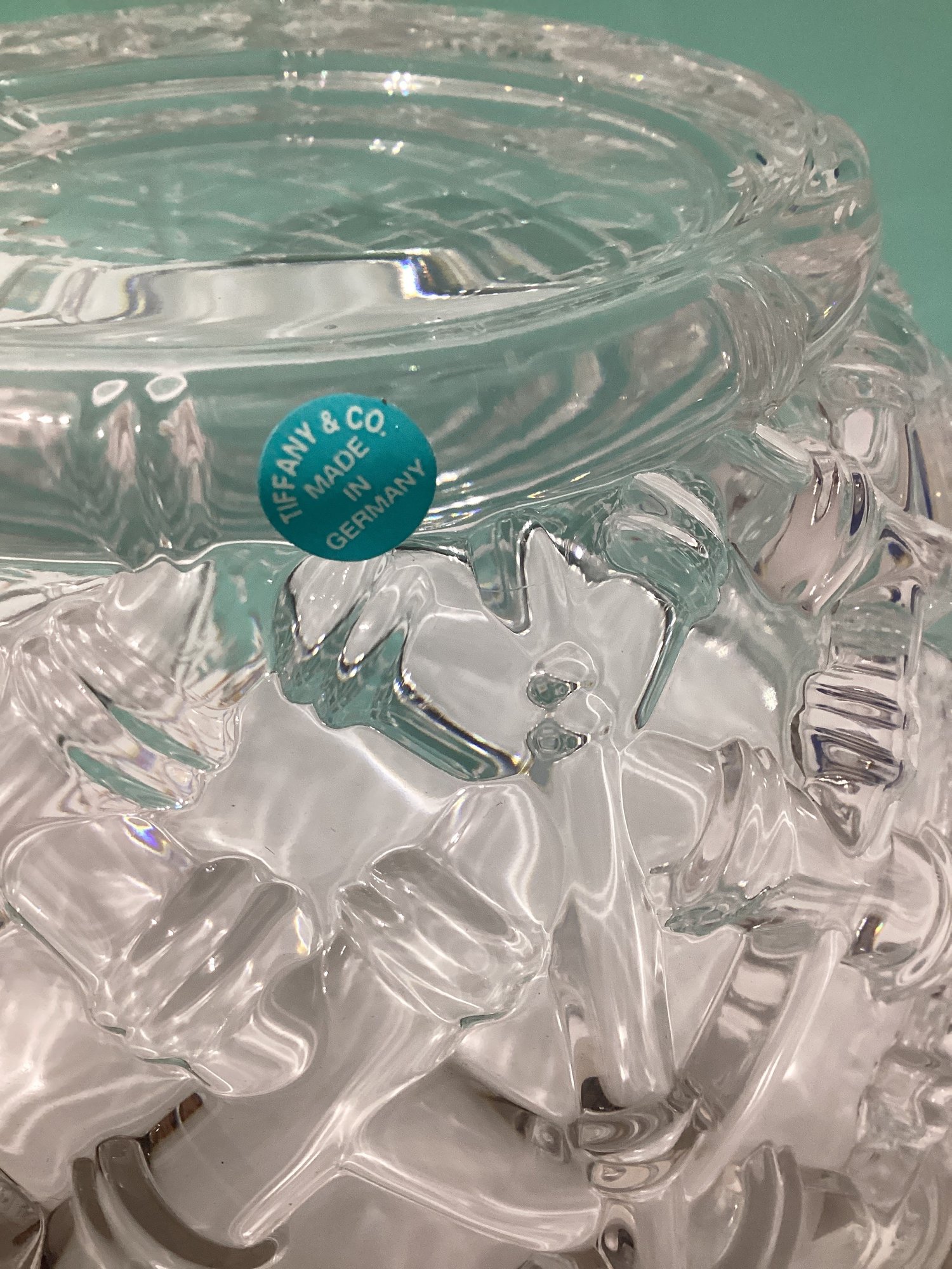 Tiffany & Co. Crystal Glass Bamboo Lattice Design Bowl #18230
