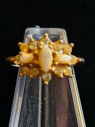 Gold Tone Stone Ring Size 4