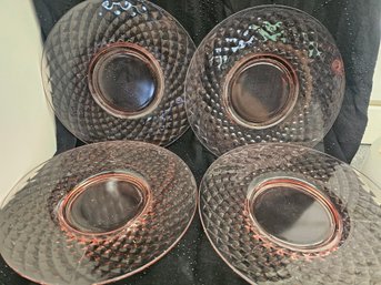 Vintage Pink Diamond Quilt Pattern Dessert Or Salad Plate Set Of 4