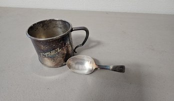 Baby Cup And Spoon Tudor Plate O'neida COmmmunity
