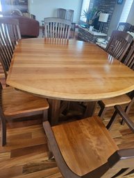 Gorgeous Amish  Two Tone Solid Wood Dinning Room Table Comes With  6 Leaves And 12 Chairs  Seats