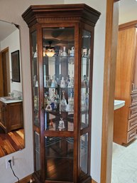 Corner Display Curio, Lighted, The Contents Are Not Included
