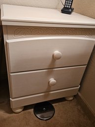 Small White 2 Drawer Side Table,