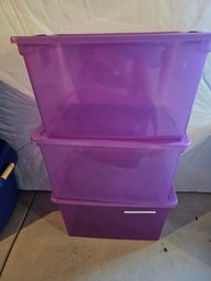 3 Purple Storage Totes