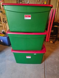 3 Totes, 30 Gallon Red And Green Totes