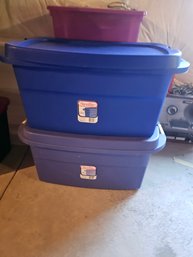 2 Blue 30 Gallon Storage Tote