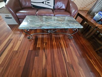 Green Granite Coffee Table, With Metal Legs And Frame, Beautiful, One Of A Kind