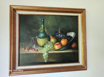 Vintage Classic Oil Painting, Wine With Fruit