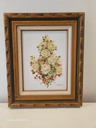Artist Corbeau Signed, Oil Painting Delicate Florals
