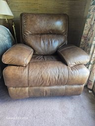 Leather Rocker Swivel Recliner, Tobacco Brown