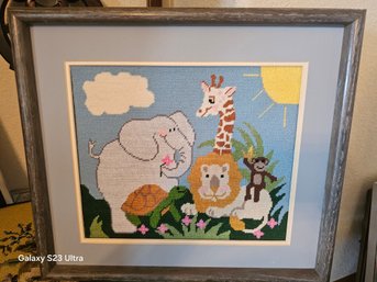 Vintage Nursery Needle Point For Animals