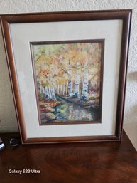 Original Oil Painting Artist Signed Hodge    Aspen On The River