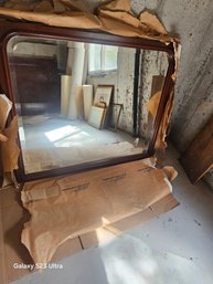 Gorgeous Antique Beveled Mirror, Solid Wood Frame
