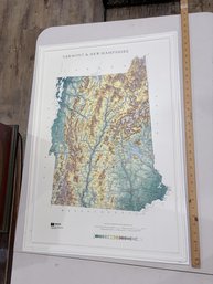 Vintage Hubbard Vermont & New Hampshire Raised Relief Topographical Wall Map