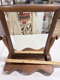 Vintage Wood Tabletop Vanity Swivel Mirror Tilting Dressing Table Mirror