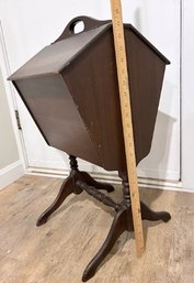 Vintage Frank Ferdinand Inc. Boston Wooden Sewing / Knitting Storage Stand  Lift-Top Cabinet