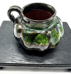 Vintage Mexican Oaxaca Drip Glaze Pottery Small Pitcher