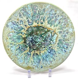 Large Beautiful Vintage Monterey Jade Decorative Pottery Plate