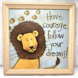 Lion Painting With Wood Frame