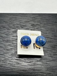 Lapis Lazuli Bead Earrings From Hong Kong