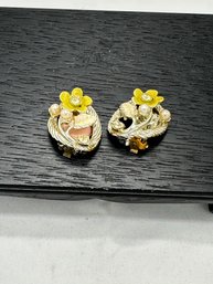 Vintage Diamante And Pearl Earrings Set