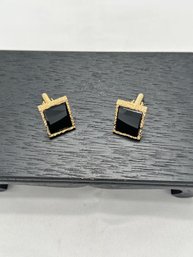 Men's Cufflinks 14K Yellow Gold Finish Lab Created Black Diamond