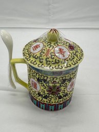 Chinese Jingdezhen Tea Cup With A Spoon