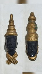 Couple Of Plaster Face Statue/wall Hangings