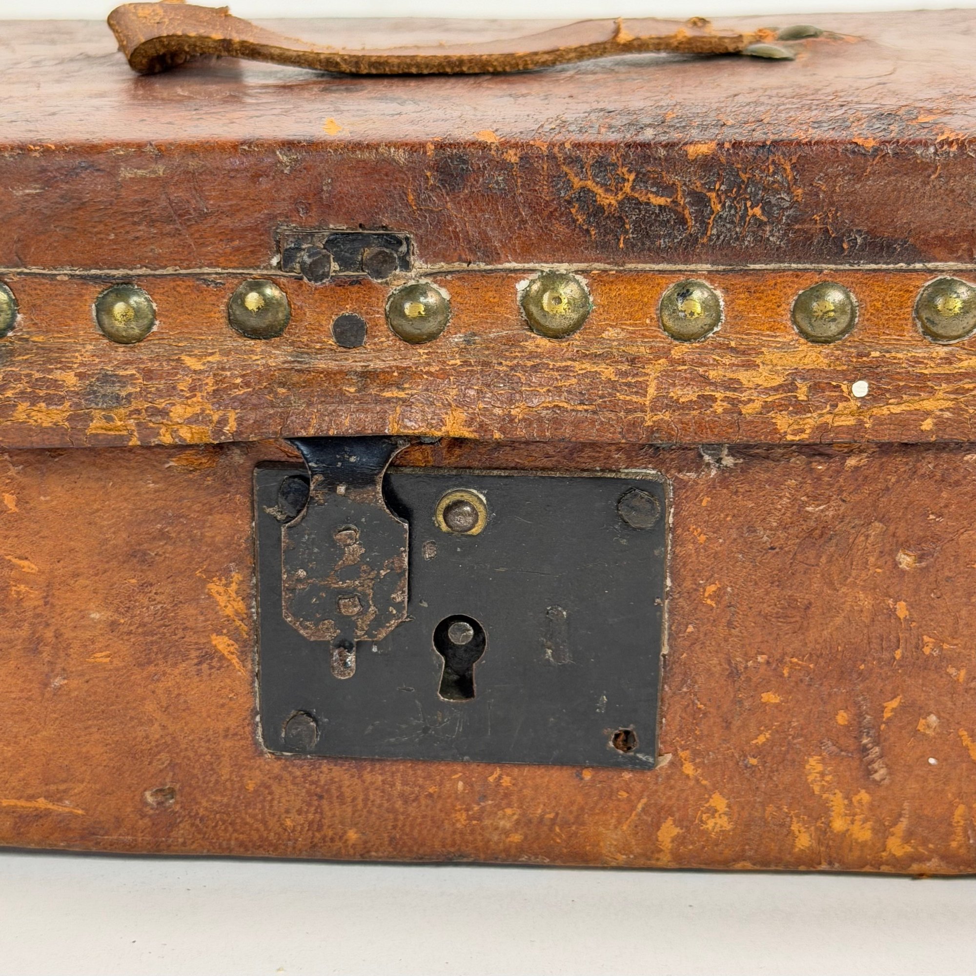 Antique 19th C Isaac Libbey Rochester NH Leather Studded Trunk Box ...