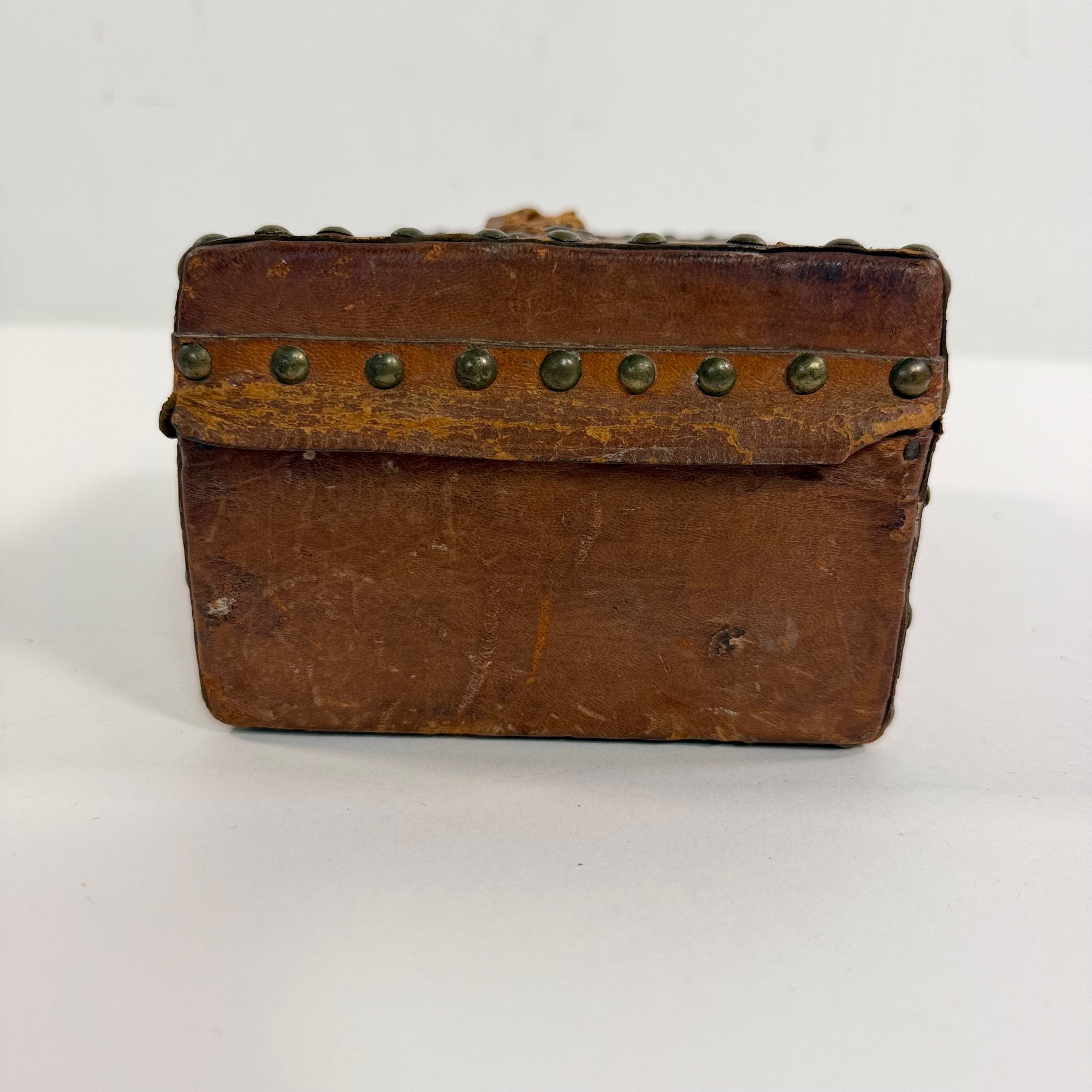 Antique 19th C Isaac Libbey Rochester NH Leather Studded Trunk Box ...