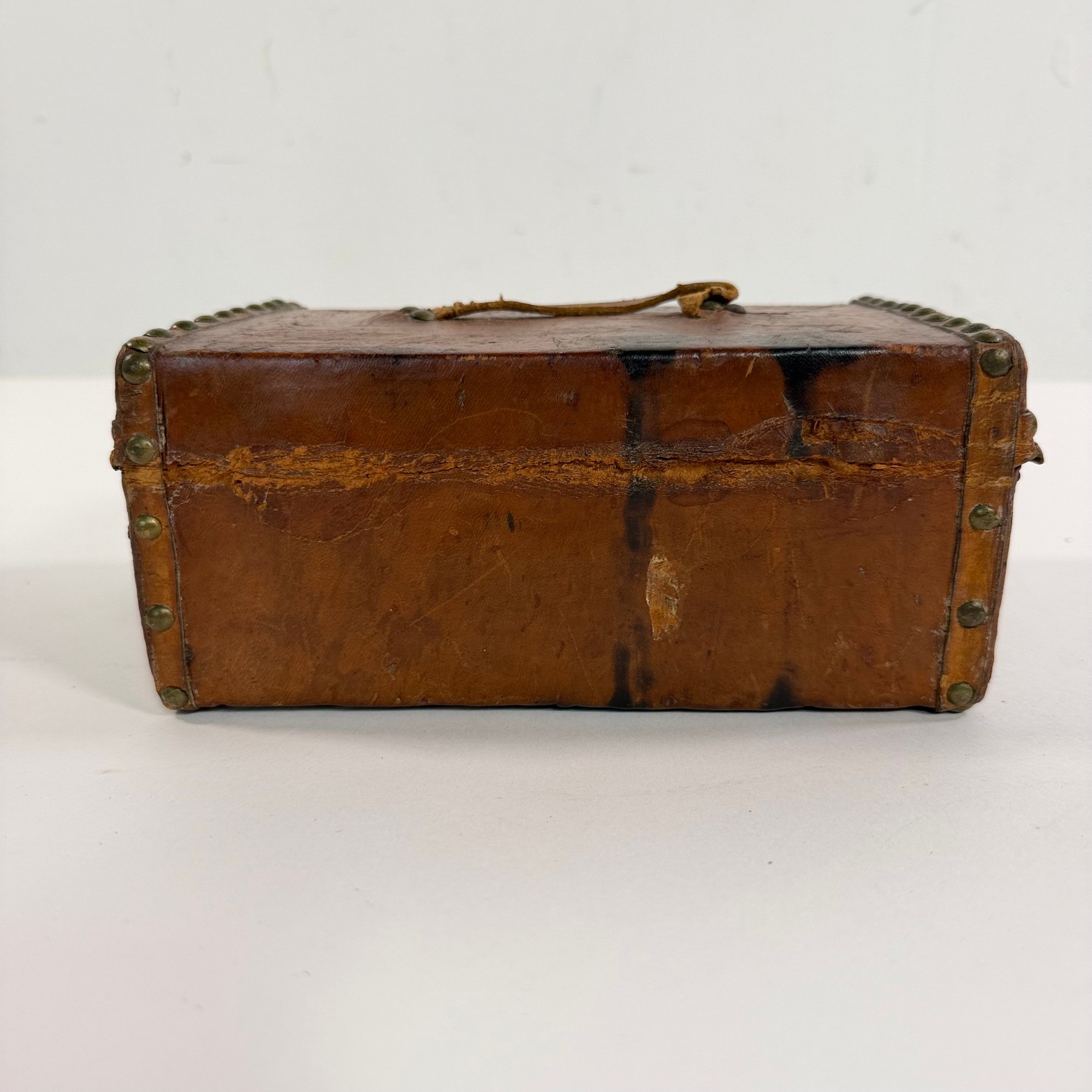 Antique 19th C Isaac Libbey Rochester NH Leather Studded Trunk Box ...