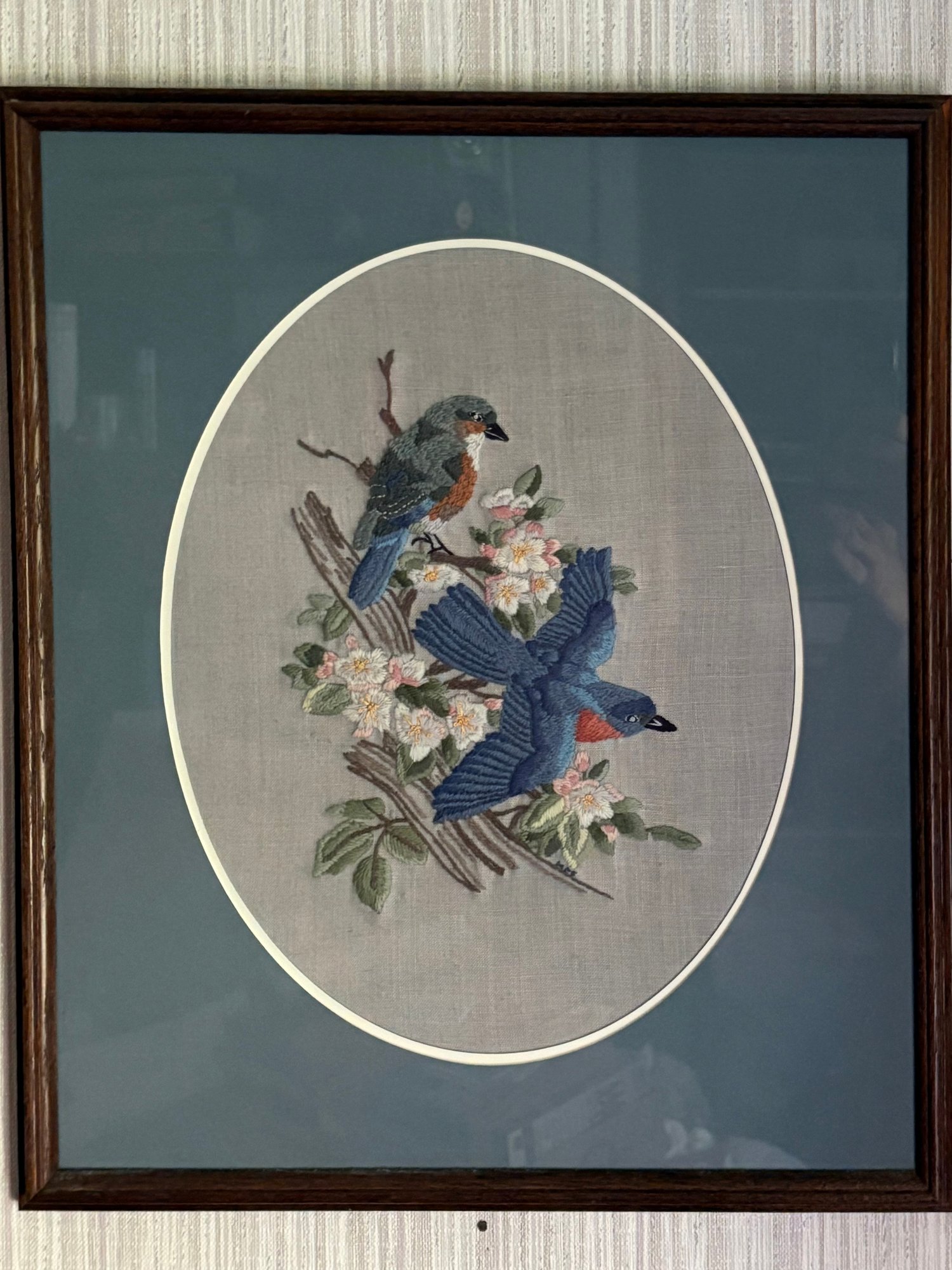 BLUE BIRDS Crewel Embroidery Frame VINTAGE ROGER TORY PETERSON #36655 ...