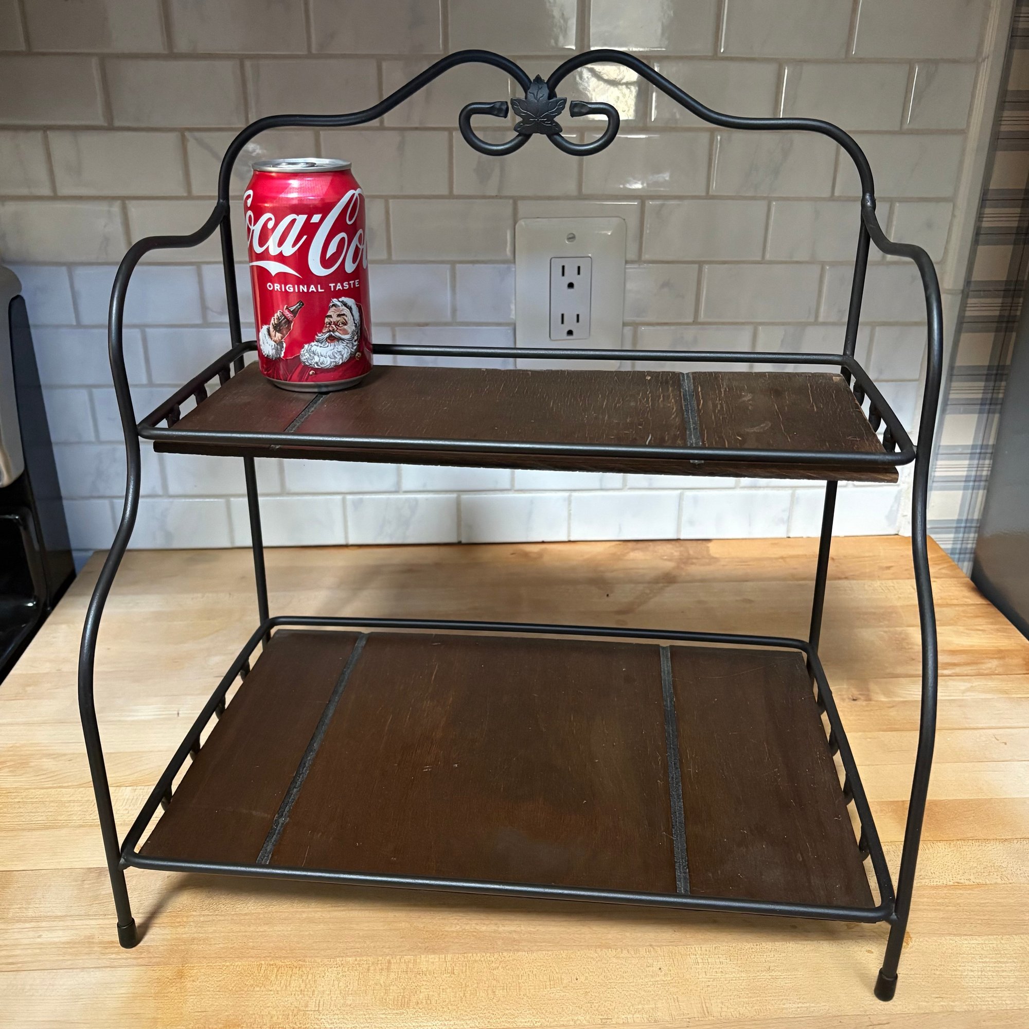 Small Rod Iron Rack LONGABERGER FOUNDRY Small Countertop 2-Tier Wrought Iron Baker's Rack ...