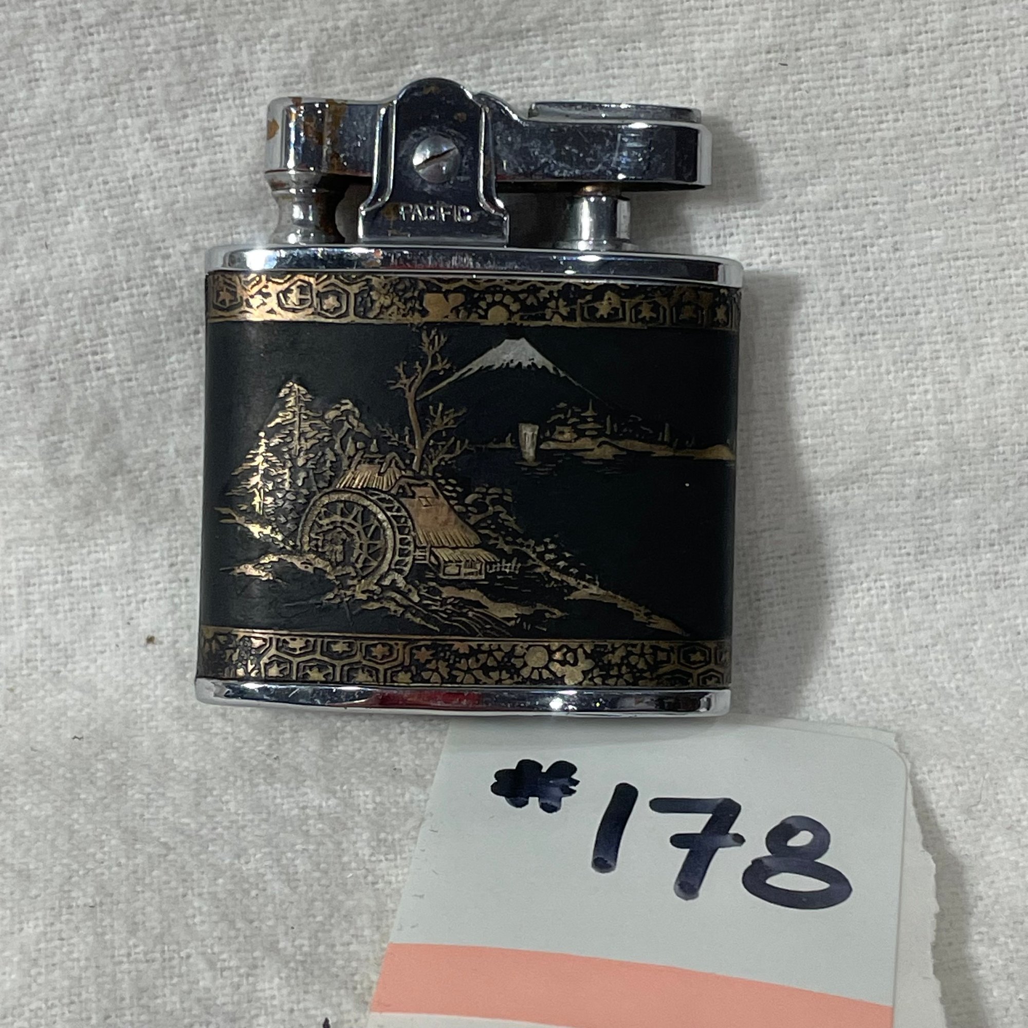 Vintage Japanese Lighter - Mt. Fuji Damascene/Niello
