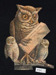 Hood's SARSAPARILLA Owls Antique Advertising Card