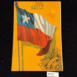 CHILI (CHILE) Flag Card - Antique Victorian Ephemera