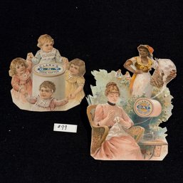 (2) Clark's O.N.T. Cut-Out Advertising Cards
