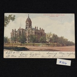 'Lancaster County Court House' Lincoln, Nebraska 1907 Antique Postcard