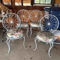 Set Of 4 Vintage Wrought Iron Chairs MID-CENTURY Patio Furniture