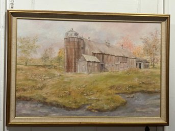 'Area Barns' Large Original Painting On Canvas By New Milford, CT Artist CHRIS DORING