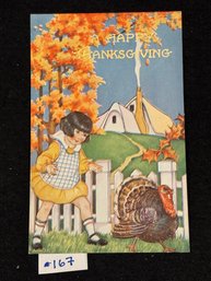Turkey Grabber - Happy Thanksgiving Antique Embossed Postcard