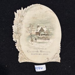 GALLUP & METZGER, HARTFORD, CONN. Antique Piano Trade Card