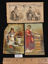 (3) Clothing Wringers Antique Victorian Trade Cards